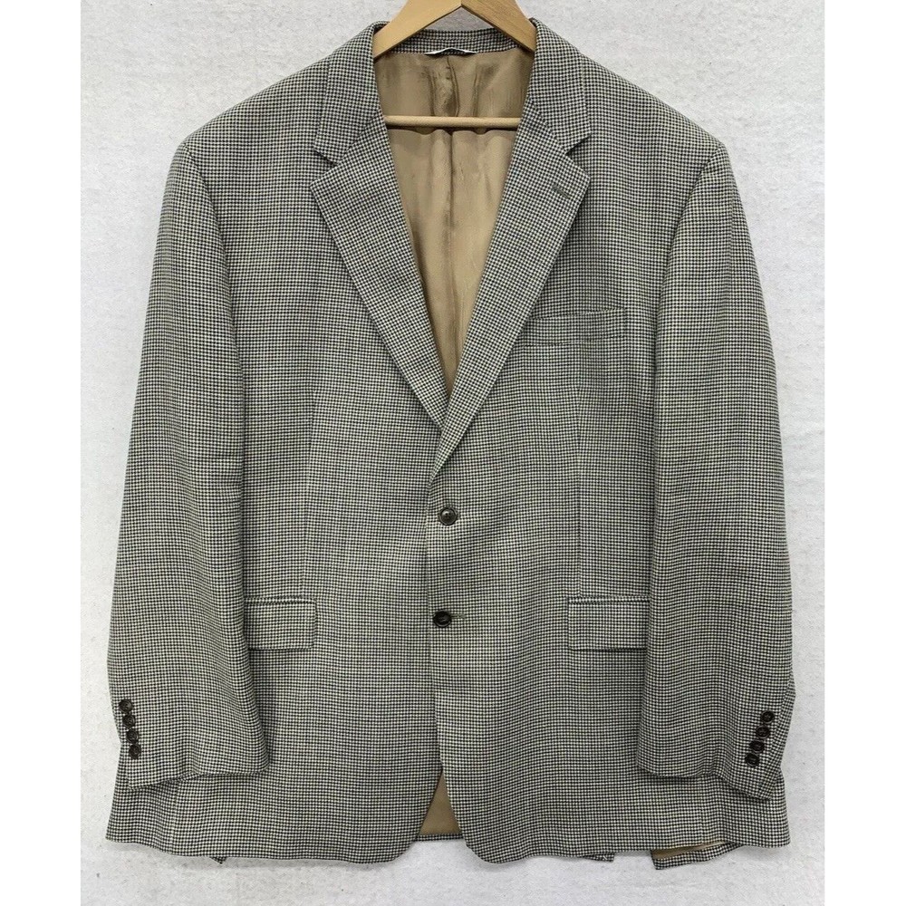Marshall Fields Sports Blazer Men’s Size 48R Herringbone Gray Blk Wht Silk Blend